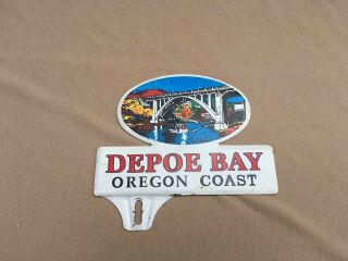 Vintage Depoe Bay Oregon Coast Souvenir License Plate Topper Smallest Harbor