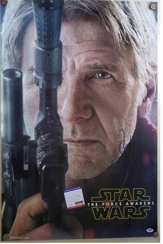 Psa Signed Harrison Ford Han Solo Star Wars 24x36 Poster Rare Autograph
