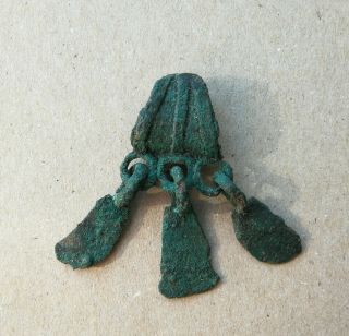 Ancient Viking Bronze Noisy Ducks Foot Pendant 9th - 10th Cent.  A.  D
