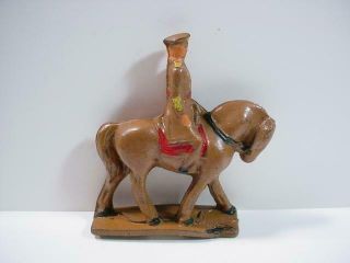 Noblespirit (toy) Vintage Auburn Rubber Cavalryman On Horse Figure