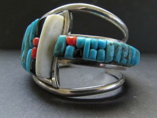 Vintage PETE SIERRA Navajo Sterling Turquoise Cobblestone Bracelet Cuff 2