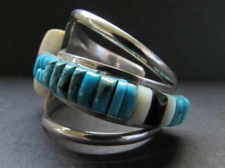Vintage PETE SIERRA Navajo Sterling Turquoise Cobblestone Bracelet Cuff 3