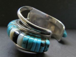 Vintage PETE SIERRA Navajo Sterling Turquoise Cobblestone Bracelet Cuff 4