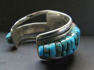 Vintage PETE SIERRA Navajo Sterling Turquoise Cobblestone Bracelet Cuff 6