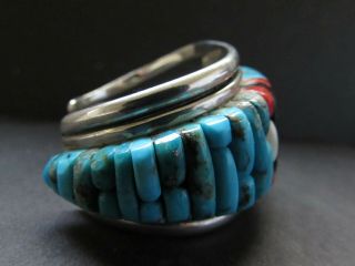 Vintage PETE SIERRA Navajo Sterling Turquoise Cobblestone Bracelet Cuff 7