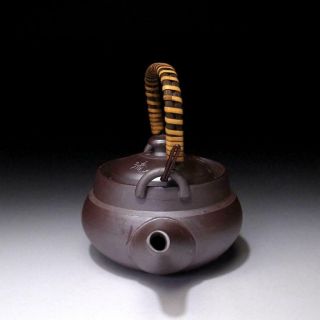UL9: Vintage Japanese Pottery Sencha Tea Pot with wooden handle,  Banko ware 4