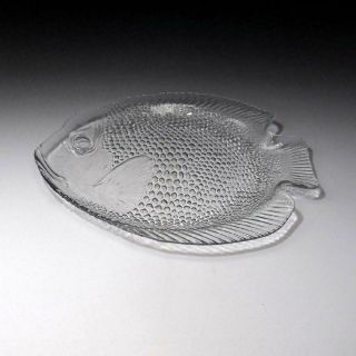 Wa1: Vintage Japanese Glass Tea Plate,  Fish,  Sea Bream,  Tai