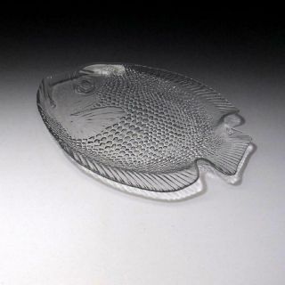 WA1: Vintage Japanese Glass Tea Plate,  Fish,  Sea bream,  TAI 4
