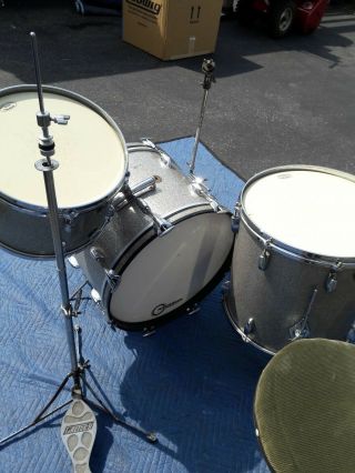 Gretsch vintage name Band drum set in silver Sparkle 10