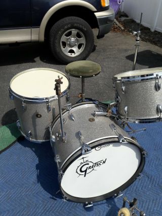Gretsch Vintage Name Band Drum Set In Silver Sparkle