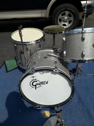 Gretsch vintage name Band drum set in silver Sparkle 2