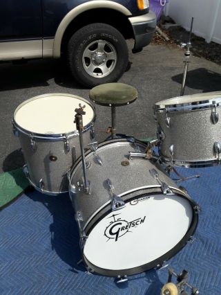 Gretsch vintage name Band drum set in silver Sparkle 9