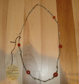 Ancient Egyptian Faience Mummy Bead Beads & Carnelian 24 " Necklace Provenance