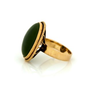 Antique Vintage Art Deco 18k Gold Chinese Carved Nephrite Jade Pinky Ring S 4.  25 3