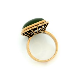 Antique Vintage Art Deco 18k Gold Chinese Carved Nephrite Jade Pinky Ring S 4.  25 6