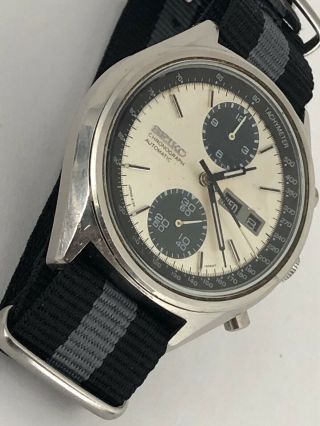 Vintage Seiko 6138 - 8020 Panda Chronograph Automatic Mens Watch