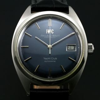 Vintage Iwc Schauffhausen Yacht Club Automatic Date Blue Dial Swiss Made Watch