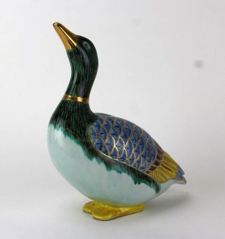 Vtg Chinese Export Famille Verte Porcelain Gold Gilt Duck Figural Statue Gtf