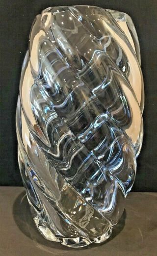 Vintage Baccarat Glass Cyrille Optic Swirl Crystal Flower Vase 10 "