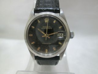 Vintage Rolex Oysterdate Precision 6466 Stainless Steel Handwind Boysize Watch