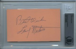 Lenny Montana Signed Index Card The Godfather Rare Encapsulated Beckett Bas