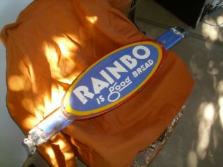 Vintage Rainbo Is Good Bread Grocery Store Push / Pull Advertising Door Sign