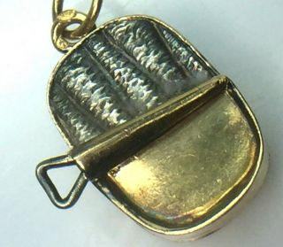 Very Rare Antique 14k Yellow Gold Sardine Fish Can Charm Pendant 3.  1gm.