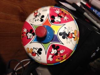 Vintage Mickey Mouse Tin Spin Top Toy By Straco 1978 Walt Disney /