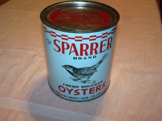 Sparrer Brand Fresh Shucked Oysters Vintage 1 Gallon Can Seaford,  Va.