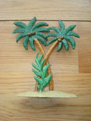 2 Metal Palm Trees With Base 5 1/2 " Tall W/coconuts Great For Train Layout