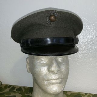 Usmc Marine Corps Service Cap Visor Korean War Ega Badge Post Wwii