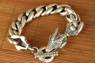 Limited Edition 100 925 Silver Handmade Carving Dragon Bracelet Cool Gift