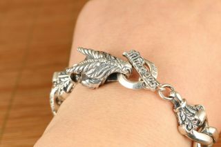 limited edition 100 925 silver handmade carving dragon bracelet cool gift 7