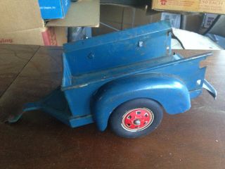 1940s 50s Tin Toy Truck Trailer 11 " Metal Wheels Real Shape Marx Wyandotte