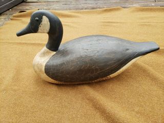Elmer Crowell Hand Carved Carved Wood Canadian Goose Hunting Decoy