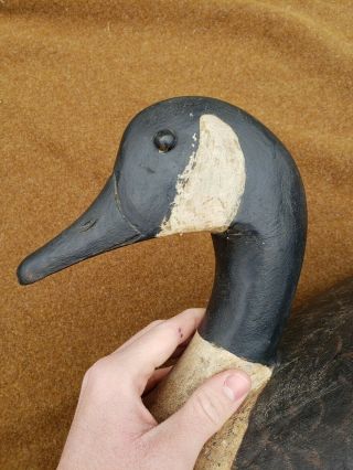 Elmer Crowell Hand Carved Carved Wood Canadian Goose Hunting Decoy 8