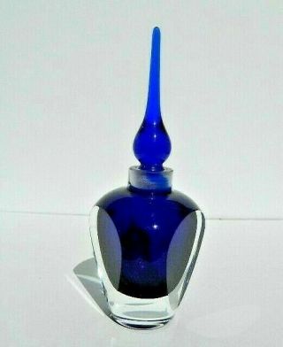 Vintage Nos 3 Sided Cobalt Blue Perfume Bottle With Blue Dauber