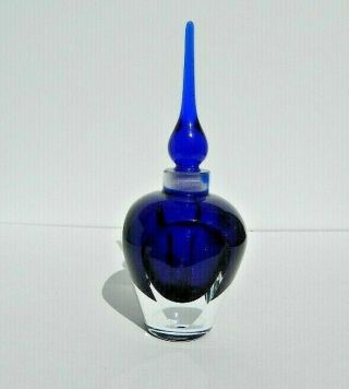 Vintage NOS 3 Sided Cobalt Blue Perfume Bottle With Blue Dauber 2