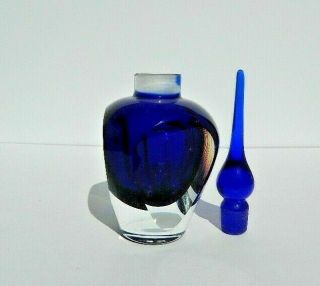 Vintage NOS 3 Sided Cobalt Blue Perfume Bottle With Blue Dauber 3