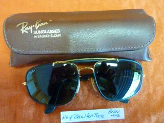 Vintage Ray Ban Leather Sunglass W/glass Lenses