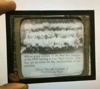 1915 Boston Red Sox Magic Lantern Slide W/babe Ruth Rookie Photo Rare