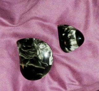 Rare Black Imori Stone/ Victoria Stone 2 Piece Cabochon Set