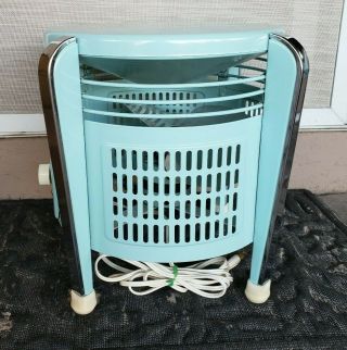 VINTAGE LAKEWOOD F - 12 3 SPEED COUNTRY HASSOCK FLOOR TURQUOISE FAN 3