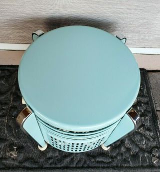 VINTAGE LAKEWOOD F - 12 3 SPEED COUNTRY HASSOCK FLOOR TURQUOISE FAN 5