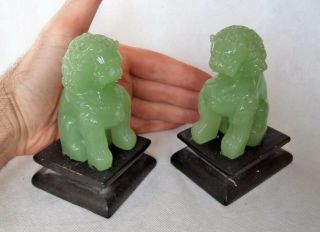 Pair Antique Chinese Republic C1920,  Green Foo / Lion Dogs