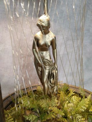 Vintage Mid - Century Hanging Mineral Oil Rain Lamp - Bathing Nude Woman Goddess 2
