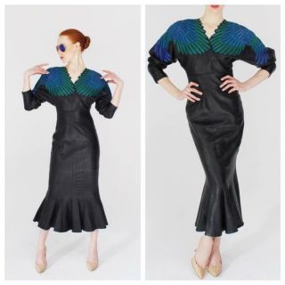 Couture Jean Claude Jitrois Leather Gown - Vintage,  36,  Designer Dress,  80s Goth