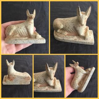 Rare Ancient Large Egyptian Alabasta Cat Sitting Figure Amulet,  C1427 - 1400 Bc