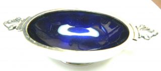 Gorgeous Oval Salt Dish/cellar Sterling Blue Enamel Georg Jensen Acanthus 658