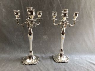 Wallace Baroque Large 4 Light Silver Plate Candelabra 712 Candle Holders